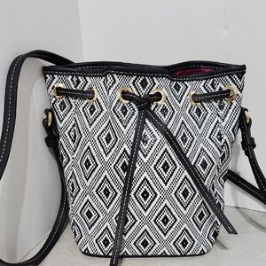 Estee Lauder Black and White Geometric Crossbody Bag
